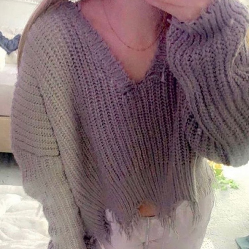 Grey, Distressed Sweater!